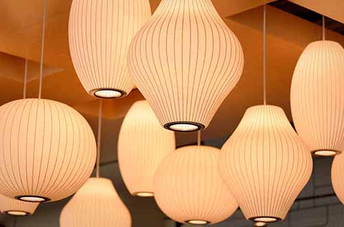 Ornamental lampshades installed at home